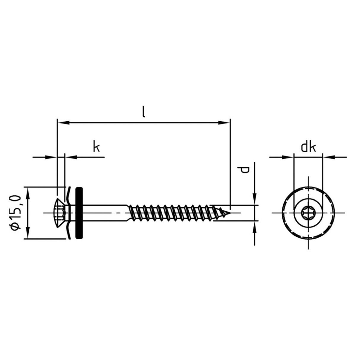 Spenglerschraube 4,5 x 40 mm, Blank, Edelstahl A2, 2-teilig, 1 Stk.