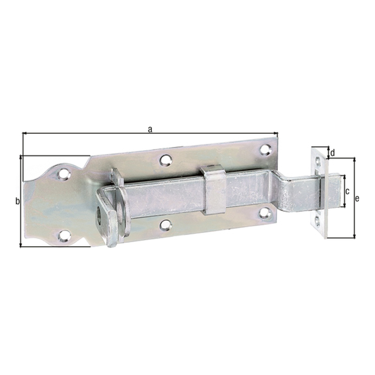 Alberts Schlossriegel gekröpft 140 x 52 mm, Stahl roh, galvanisch verzinkt