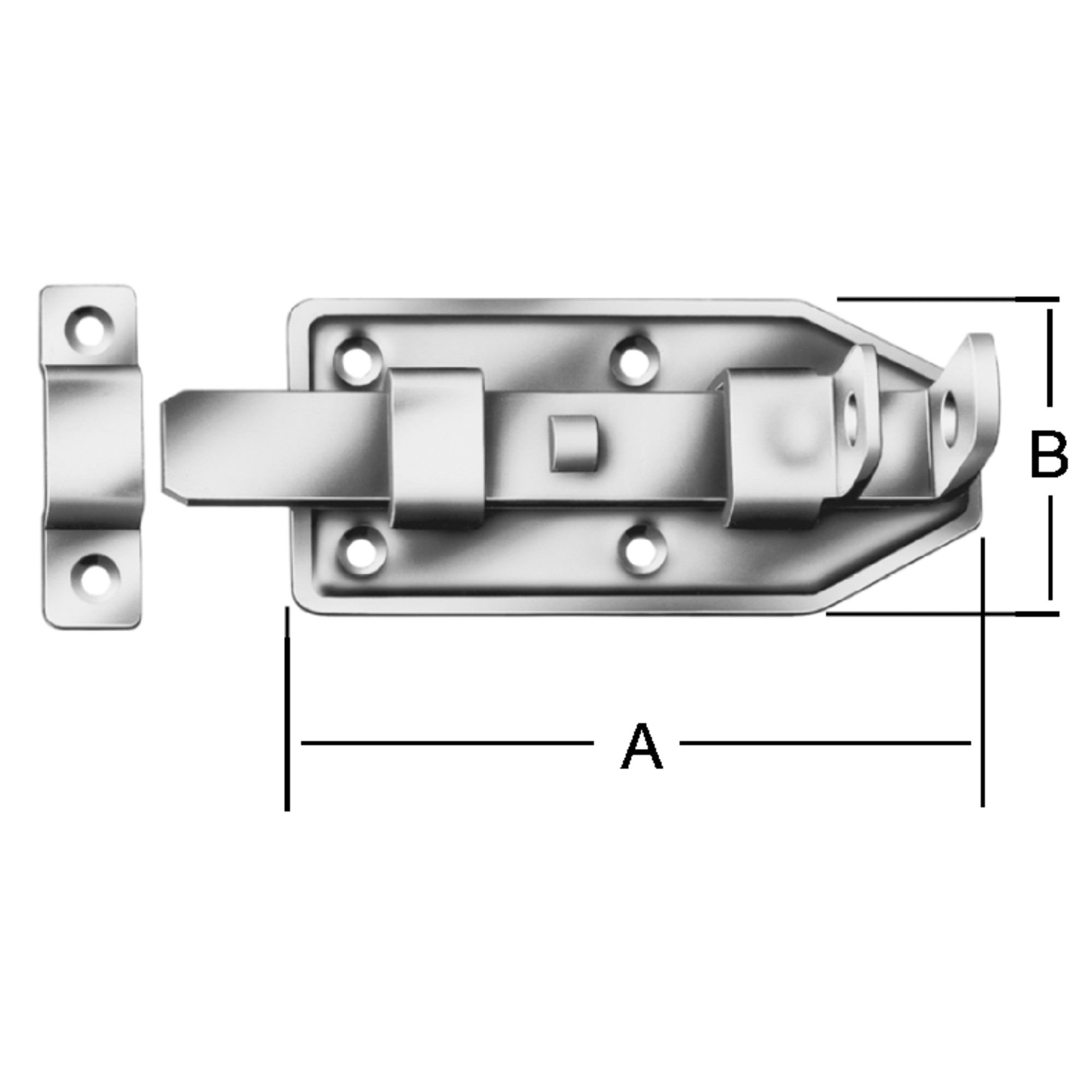 Türschlossriegel gerade 120 x 56 mm Edelstahl