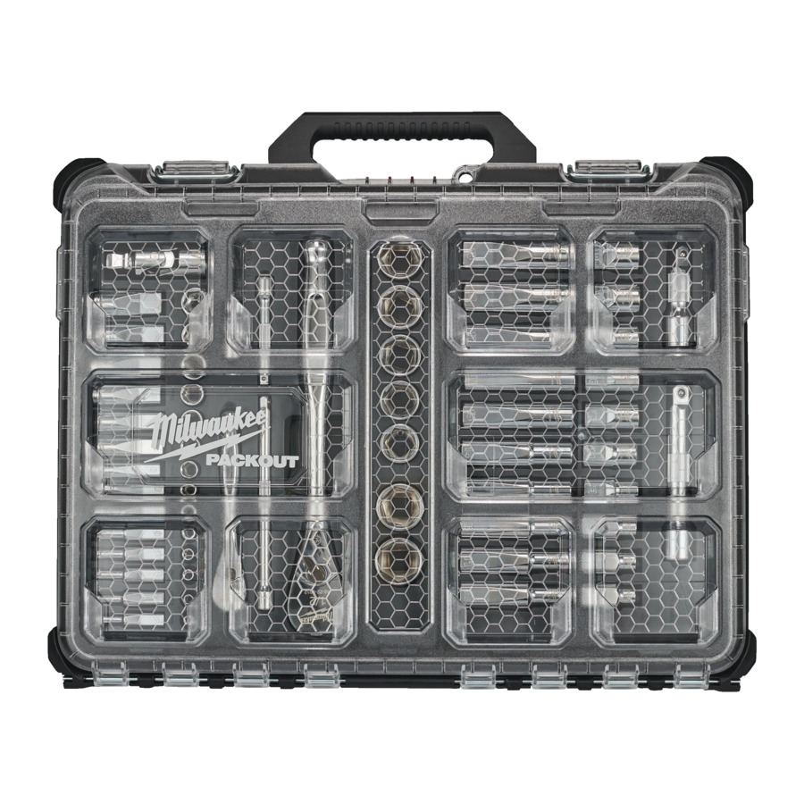 Milwaukee 63-teilig im PACKOUT Organiser Compact Ratschen- und Steckschlüsseleinsatz Set 1/4" und 1/2" metrisch und imperial - 1 Stk.