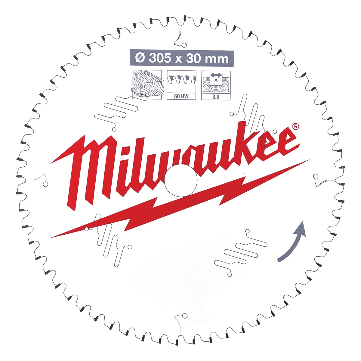 Milwaukee Sägeblatt Alu für Akku-Kapp- und Gehrungssägen 305/30 mm