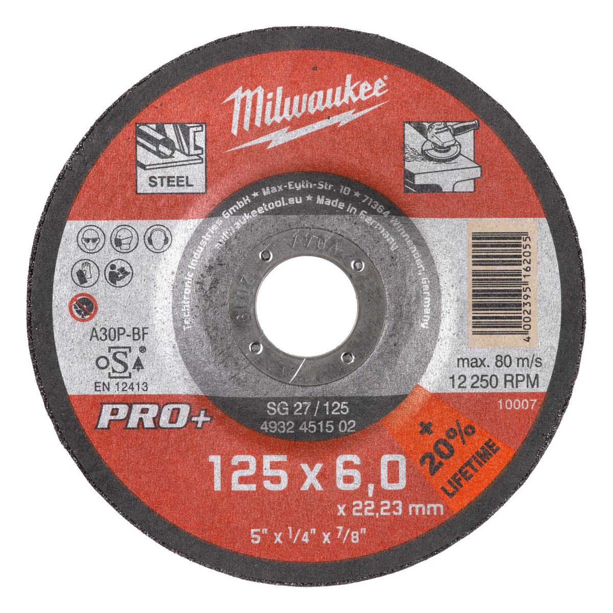 Milwaukee Schruppscheibe PRO+ 125 mm SG27 6 mm gekröpft - 1 Stk.