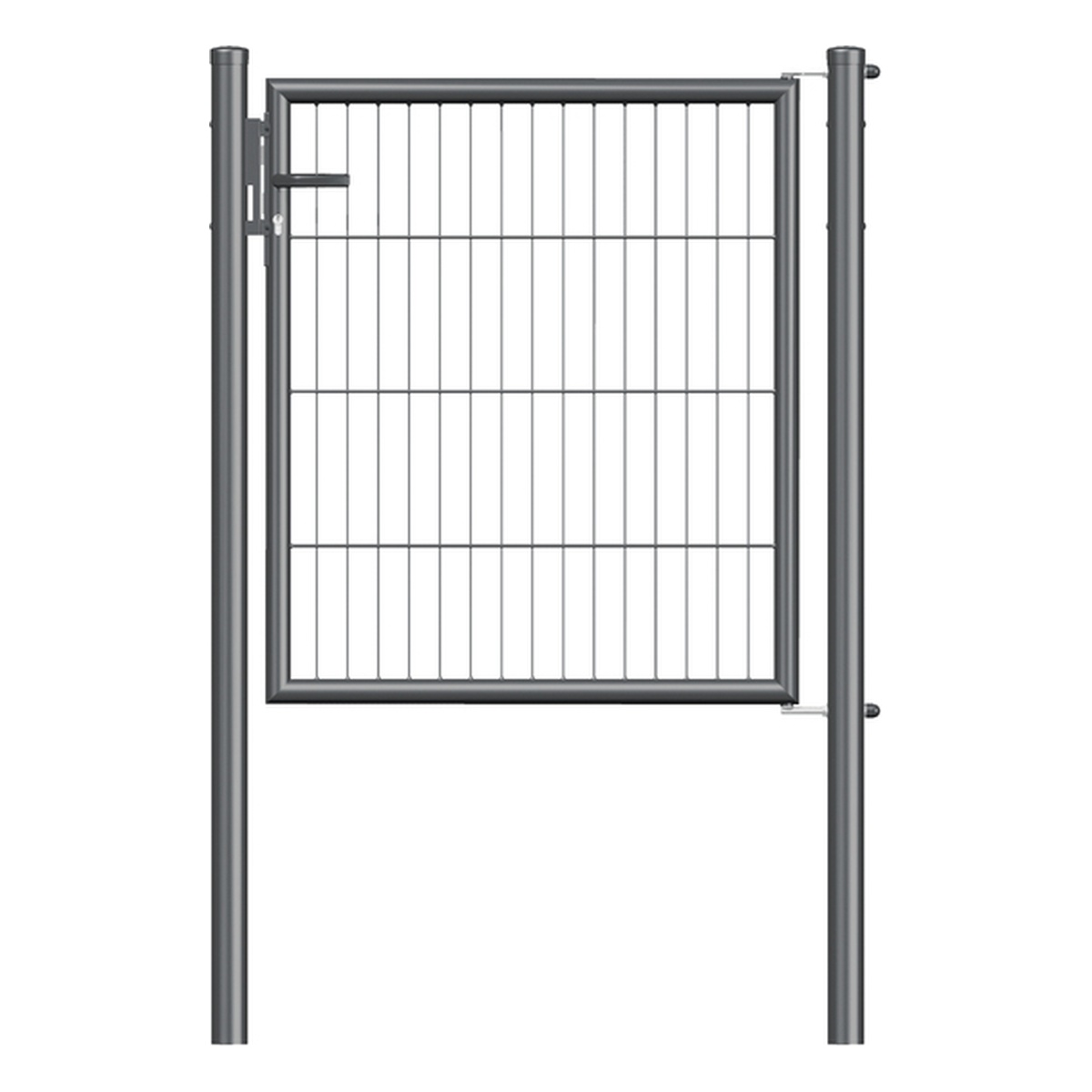 Alberts Stabgitter-Einzeltor Garden, Breite von Mitte zu Mitte Pfosten: 1000 mm, Höhe: 750 mm, Pfosten-Ø: 60 mm, Stahl roh, zinkphosphatiert, anthrazit kunststoffbeschichtet RAL 7016 - 1 Stk.