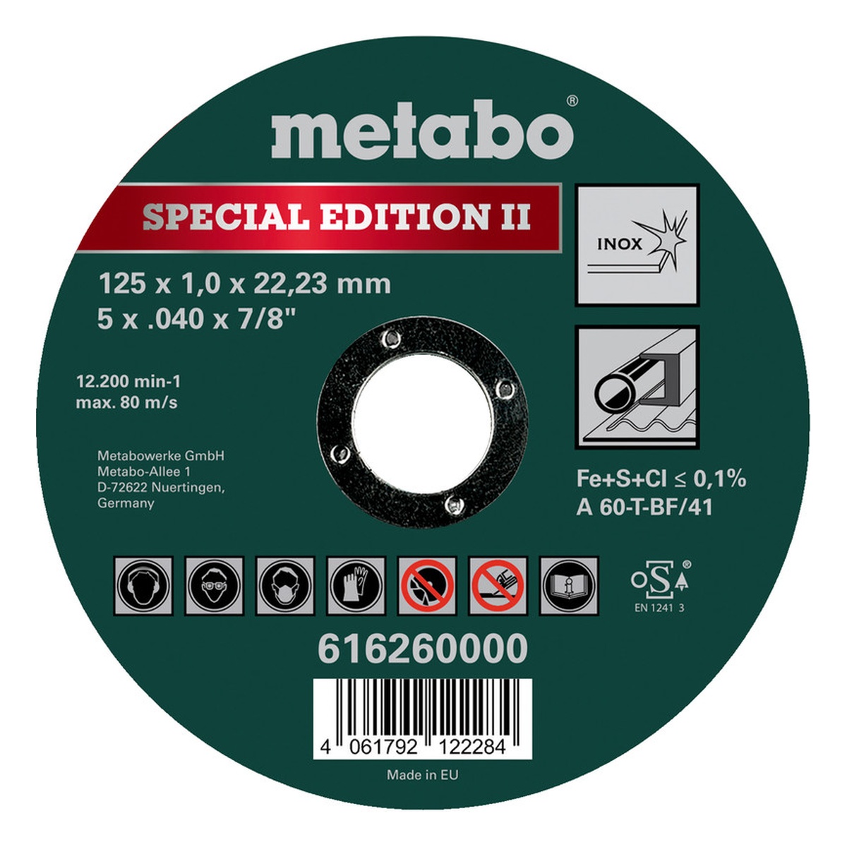 Metabo Special Edition II 125x1,0x22,23 mm Inox