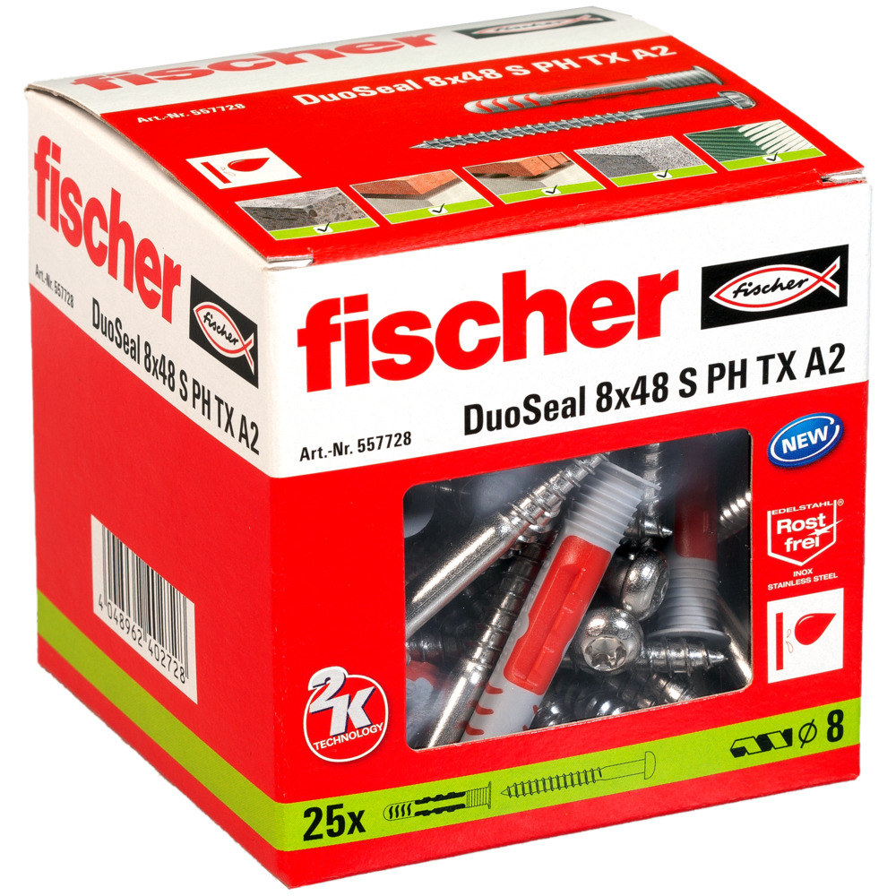 Fischer DuoSeal 8 x 48 S PH TX A2, Dübel - 25 Stk.