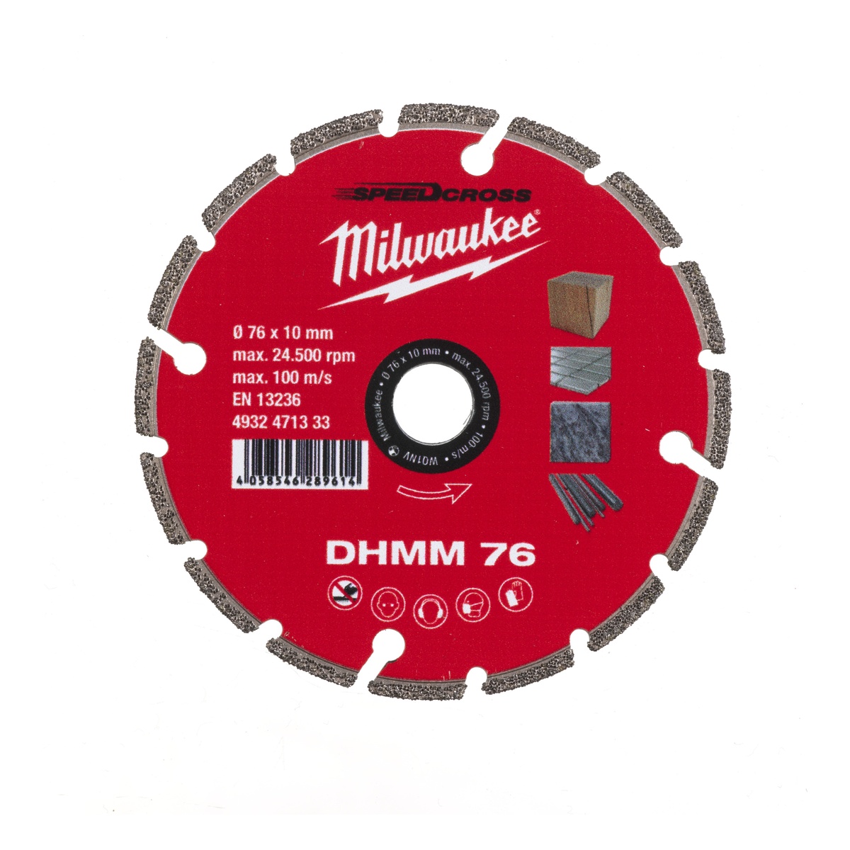 Milwaukee Diamanttrennscheibe DHMM 76 mm für Stahl, Holz, Kunststoff, Gipskarton, Porzellan - 1 Stk.