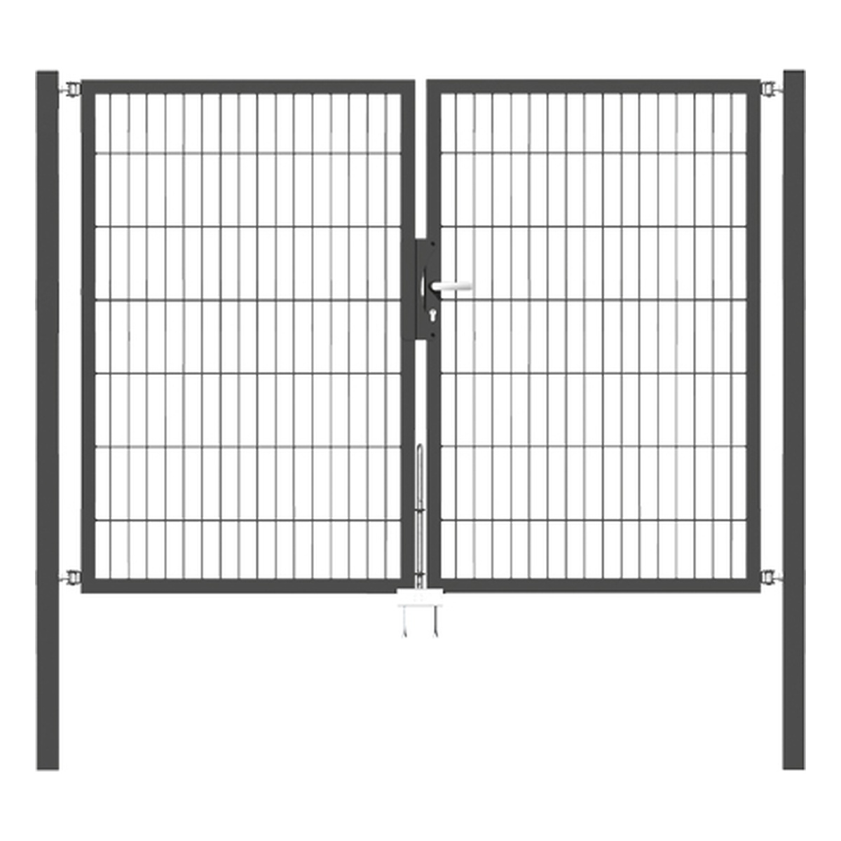 Alberts Doppeltor Flexo, Typ 6/5/6, 1400 x 2000 mm, Pfosten: 60 x 60 mm, Stahl roh, feuerverzinkt, anthrazit kunststoffbeschichtet RAL 7016 - 1 Stk.