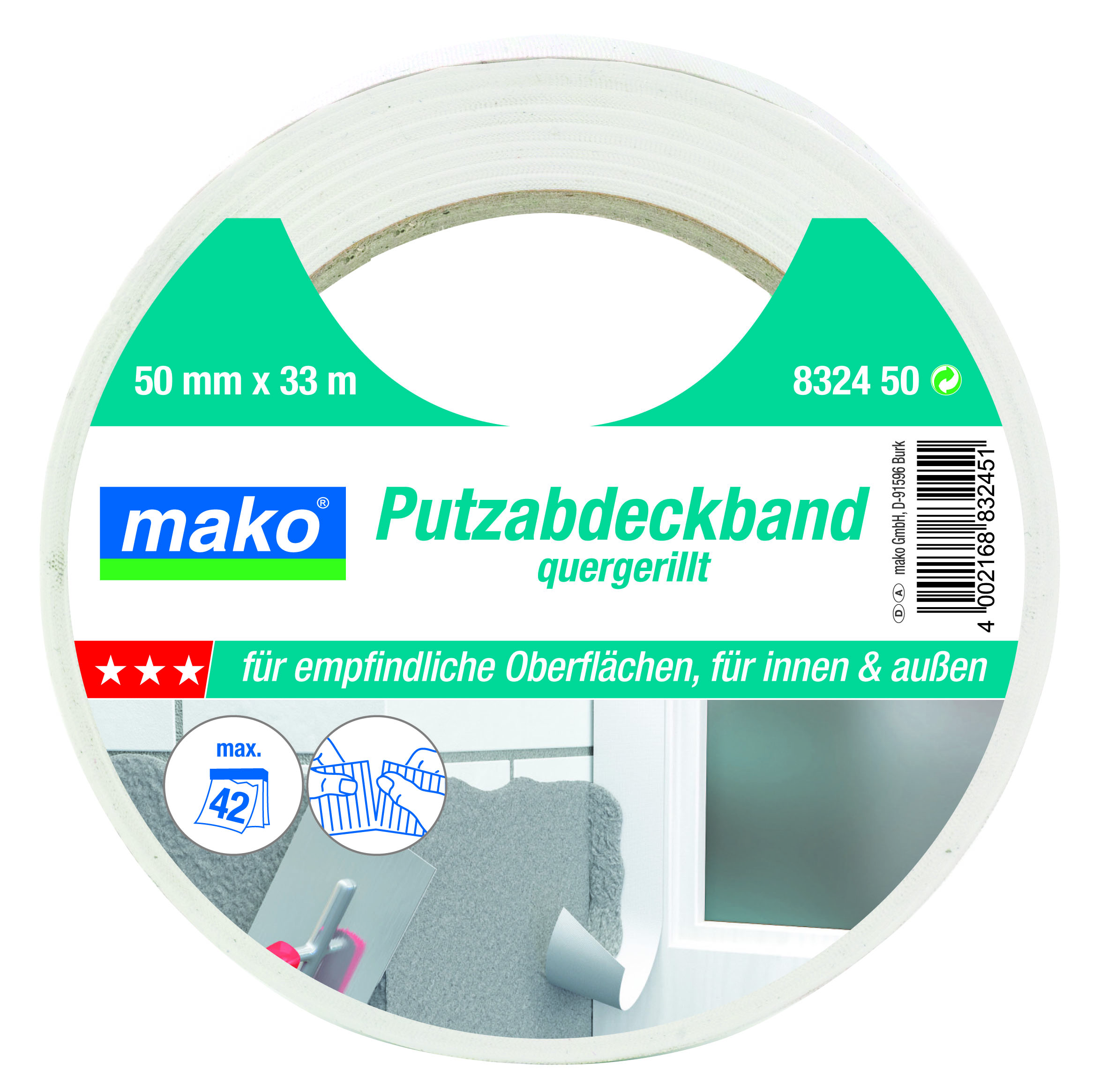 Mako Putz-Abdeckband, 50 mm x 33 m, weiß