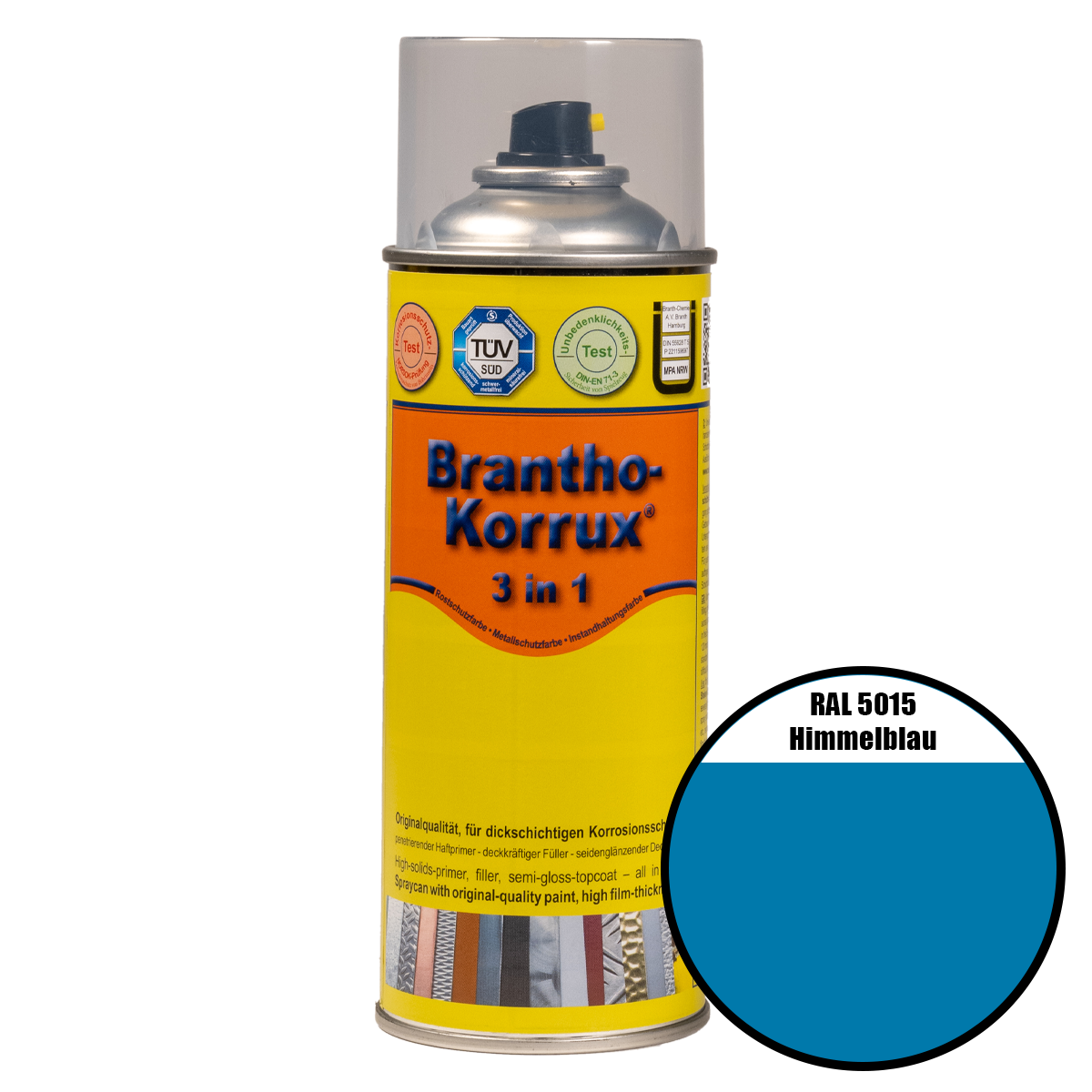 Brantho-Korrux "3 in 1"-Komfort-Sprühdose RAL 5015 himmelblau 400 ml