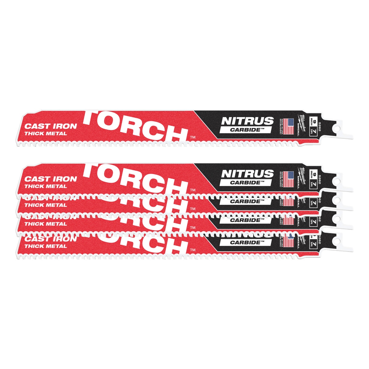 Milwaukee Säbelsägeblatt Metall THE TORCH NITRUS HM-bestückt 5er Pack 230 x 3,2 mm (8 TPI) - 1 Stk.