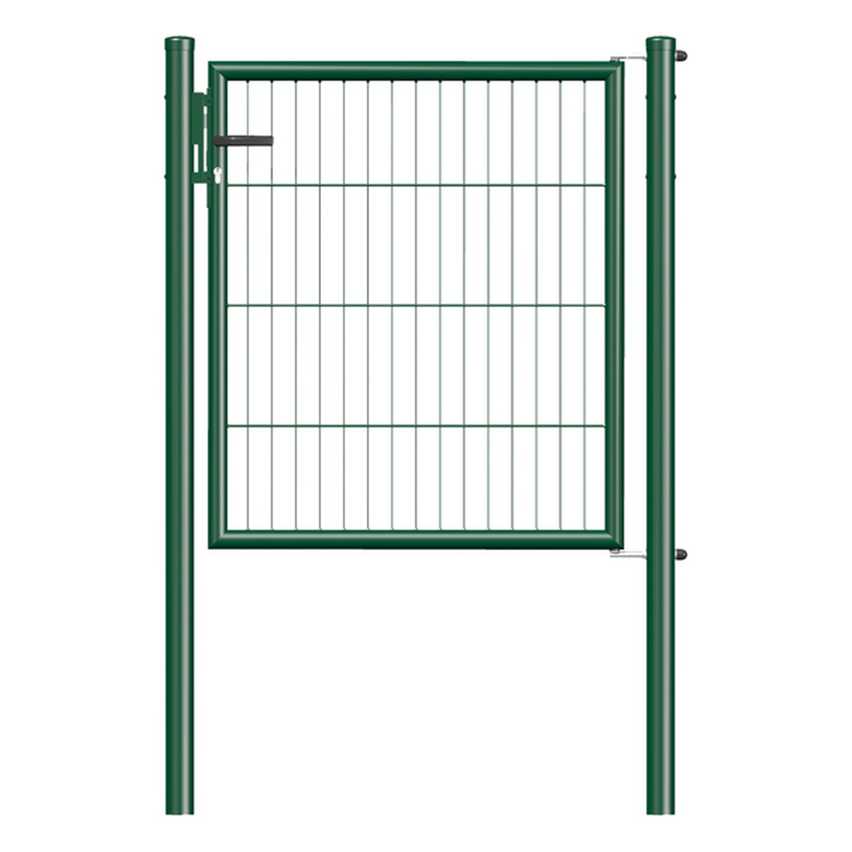 Alberts Stabgitter-Einzeltor Garden, Breite von Mitte zu Mitte Pfosten: 1000 mm, Höhe: 1000 mm, Pfosten-Ø: 60 mm, Stahl roh, zinkphosphatiert, grün kunststoffbeschichtet RAL 6005 - 1 Stk.