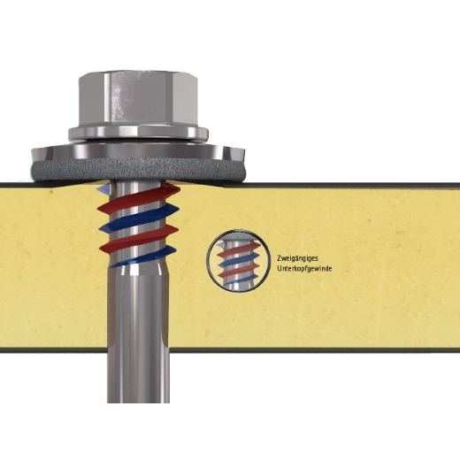 Sandwich-Bohrschraube 6x126 mm Bohrleistung: 0,4-0,75 mm Holzunterkonstruktion, Reisser REFABO Plus RPTD-P Edelstahl A2 spanfrei - 100 Stk.