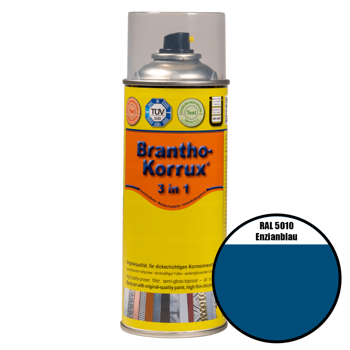 Brantho-Korrux "3 in 1"-Komfort-Sprühdose RAL 5010 enzianblau 400 ml