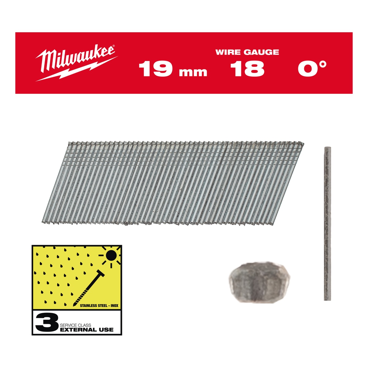 Milwaukee Stauchkopf-Nägel 18 Gauge für M18CN18GS 1,05 x 1,25 x 19 mm Edelstahl, 0° - 1 Pck.