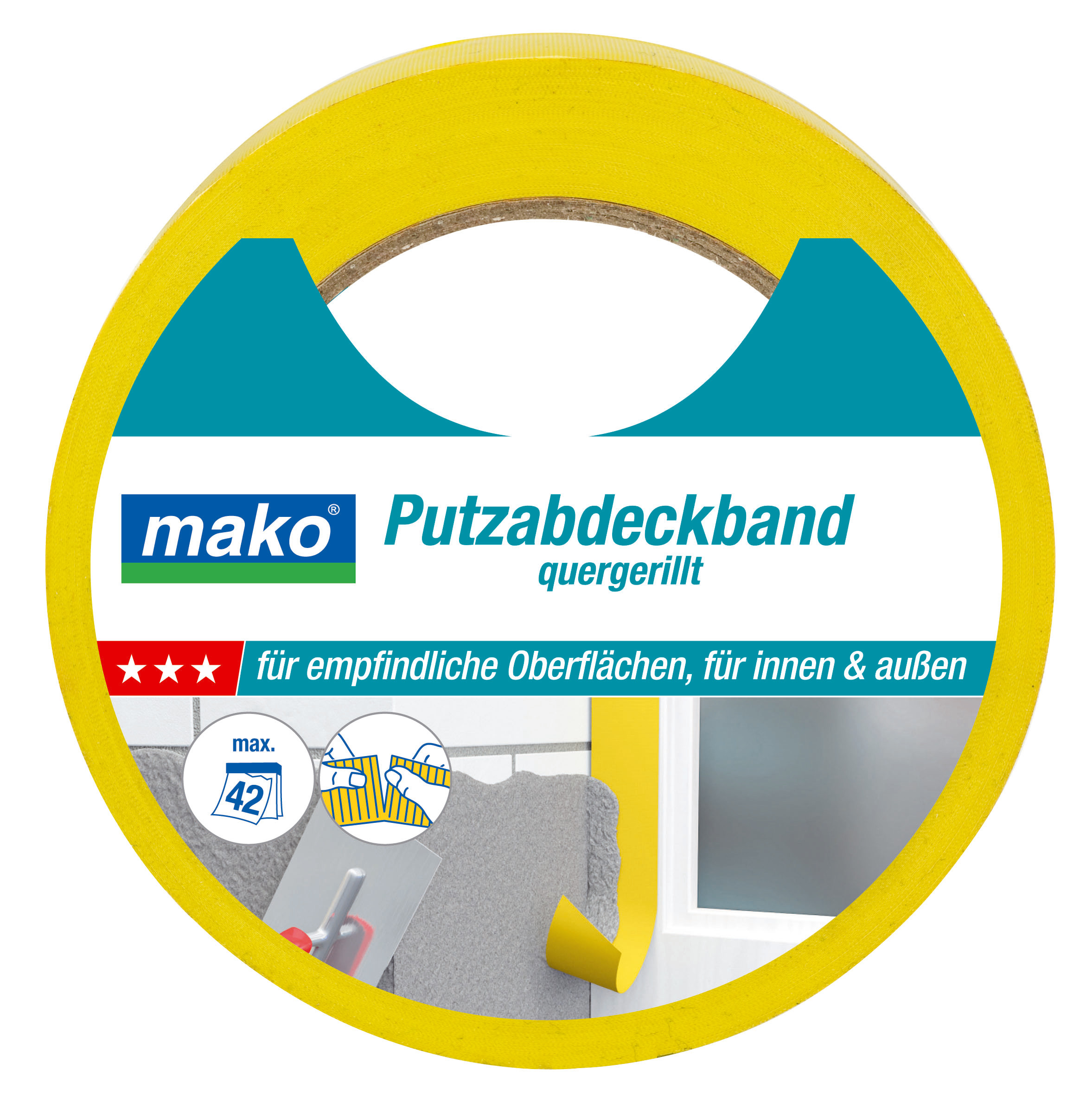 Mako Putz-Abdeckband, 38 mm x 33 m, gelb