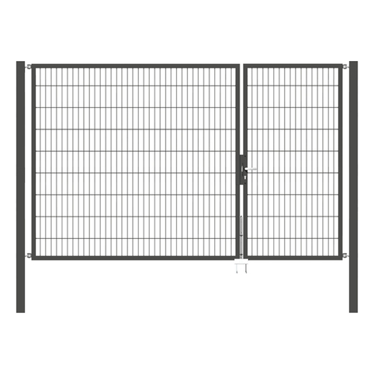 Alberts Doppeltor Flexo, 1800 x 3000 mm, ungleich geteilt, Lichte Breite: 2985 mm, Stahl roh, feuerverzinkt, anthrazit kunststoffbeschichtet RAL 7016 - 1 Stk.