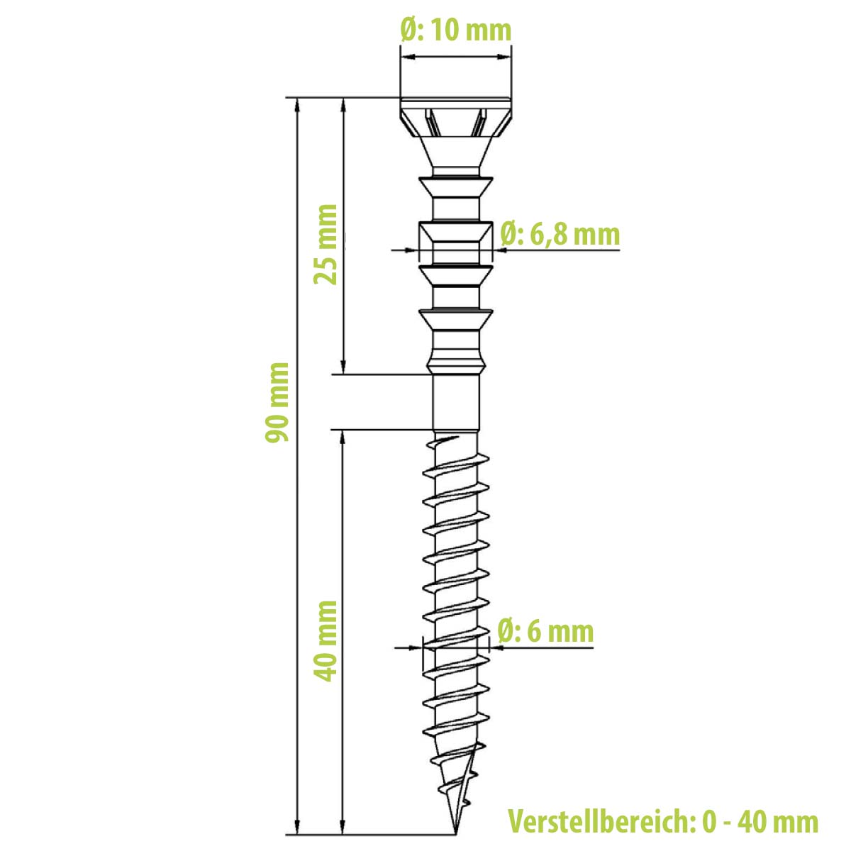 Eurotec Justierschraube Justitec 6,0x90 mm, 100 Stk.