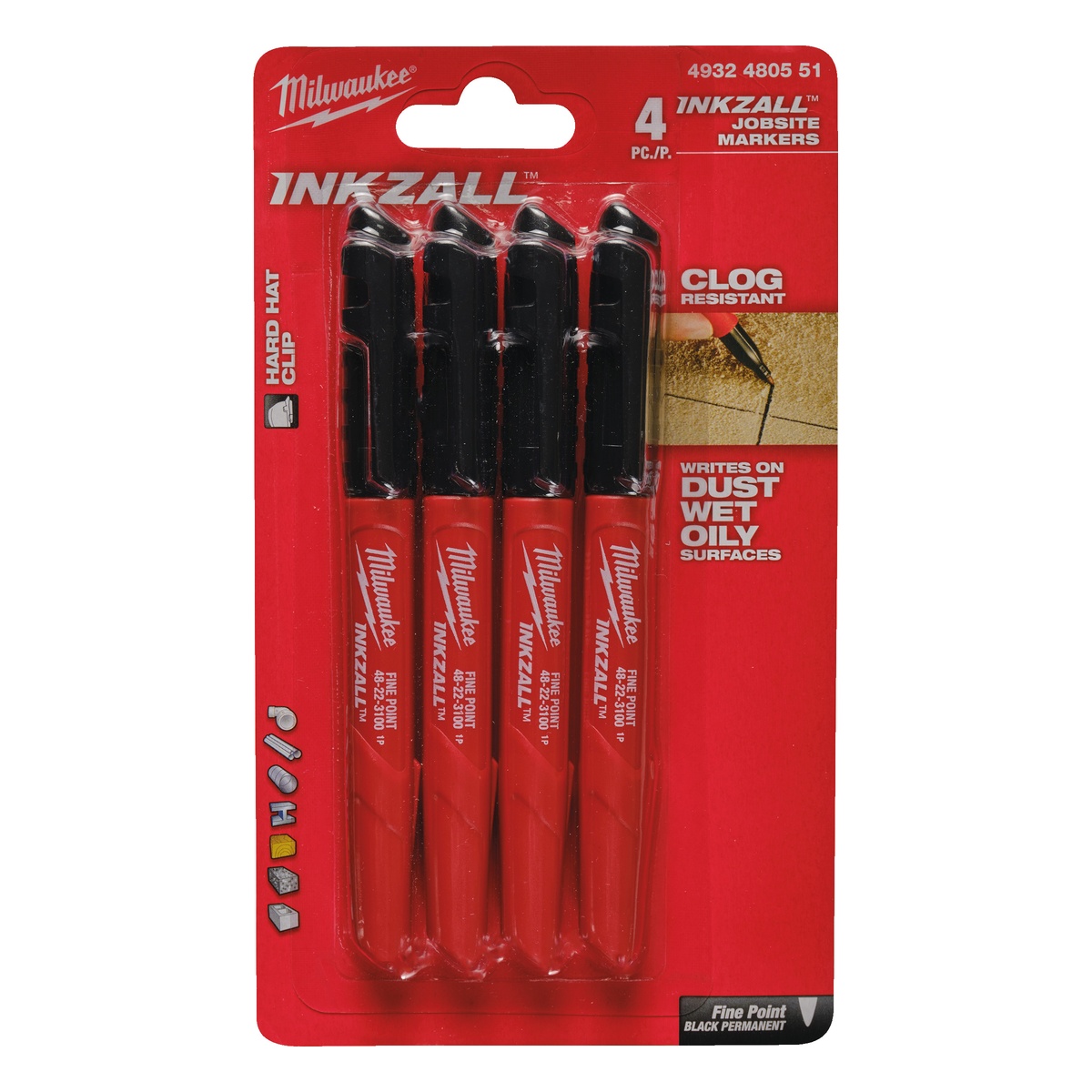 Milwaukee feine Spitze: schwarz INKZALL Permanentmarker Set 4-teilig - 1 Stk.