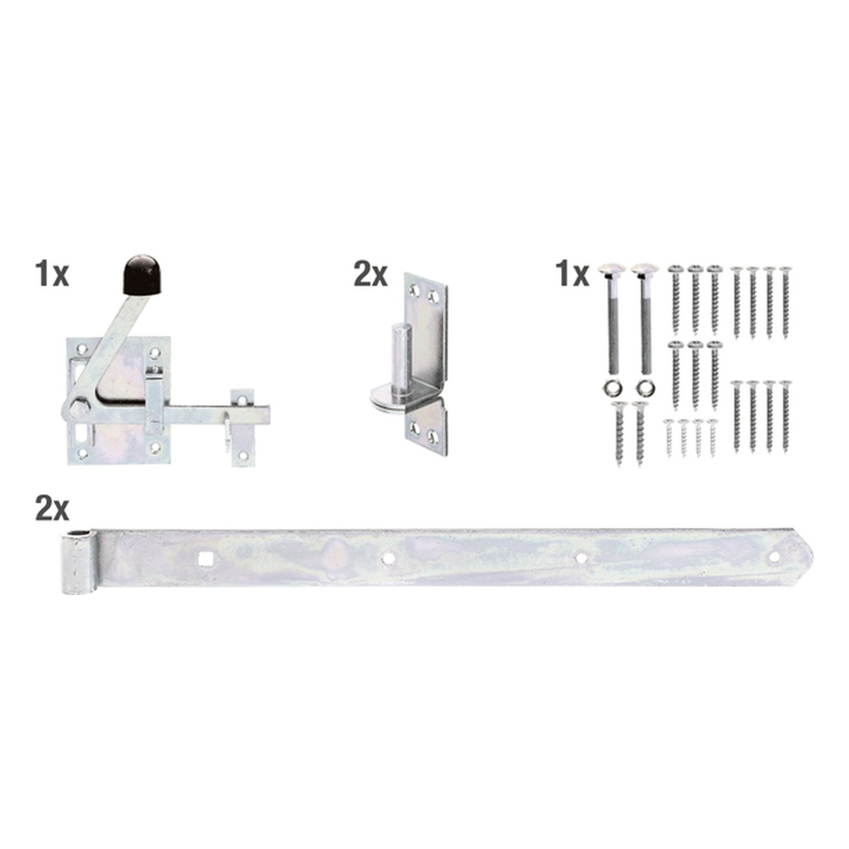 Alberts Beschlagsortiment für Jägerzaun-Einzeltore, Stahl roh, galvanisch verzinkt Dickschichtschutz - 1 Stk.