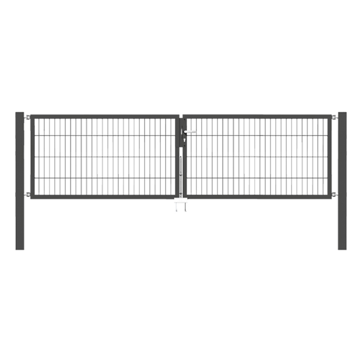 Alberts Doppeltor Flexo, 800 x 3000 mm, mittig geteilt, Lichte Breite: 3000 mm, Stahl roh, feuerverzinkt, anthrazit kunststoffbeschichtet RAL 7016 - 1 Stk.