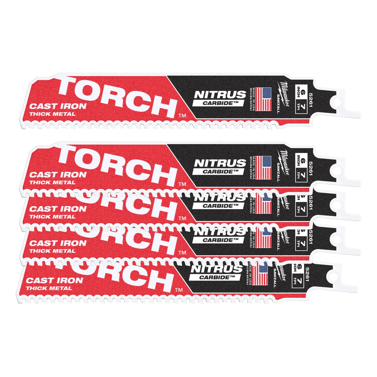 Milwaukee Säbelsägeblatt Metall THE TORCH NITRUS HM-bestückt 5er Pack 150 x 3,2 mm (8 TPI) - 1 Stk.