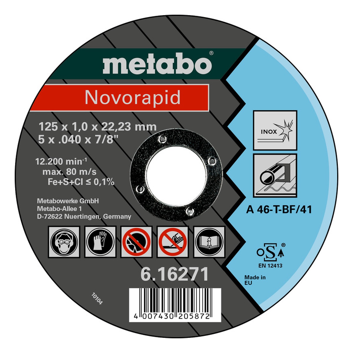 Metabo Novorapid 125x1,0x22,23 Inox