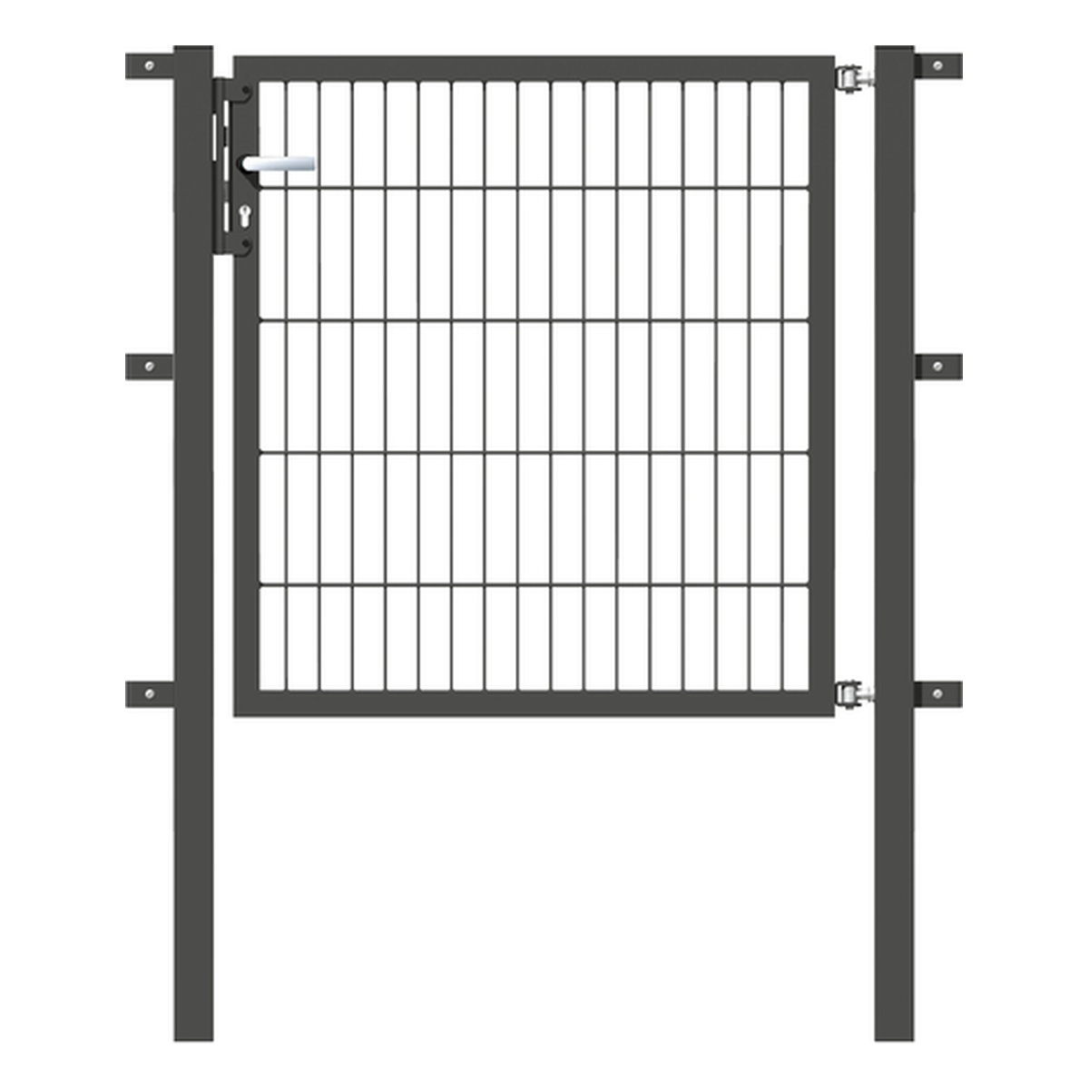 Alberts Einzeltor Flexo, Typ 6/5/6 - Lagerung komplett verpackt, 1000 x 1000 mm, Pfosten: 60 x 60 mm, Stahl roh, feuerverzinkt, anthrazit kunststoffbeschichtet RAL 7016 - 1 Stk.