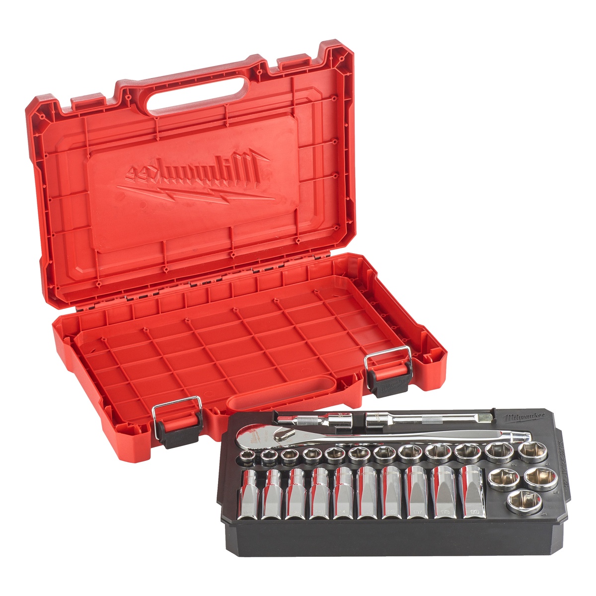 Milwaukee 28-teilig Ratschen- und Steckschlüsseleinsatz Set 1/2" metrisch - 1 Stk.