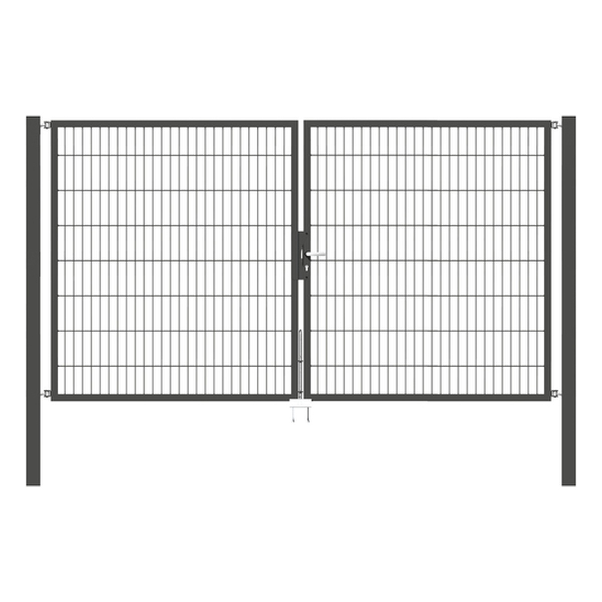 Alberts Doppeltor Flexo, 1600 x 3000 mm, mittig geteilt, Lichte Breite: 3000 mm, Stahl roh, feuerverzinkt, anthrazit kunststoffbeschichtet RAL 7016 - 1 Stk.