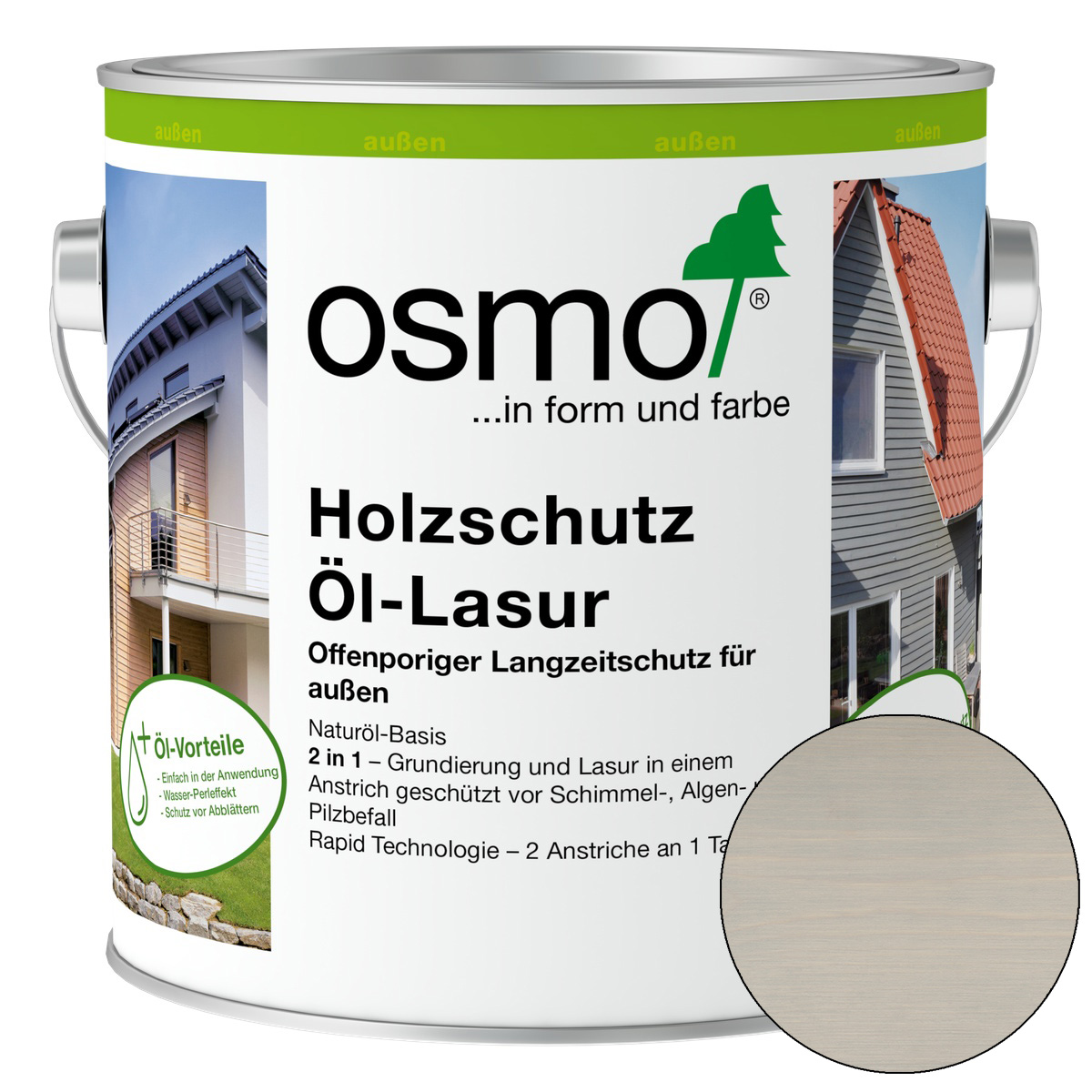 Osmo Holzschutz Öl-Lasur Perlgrau 2,5 l