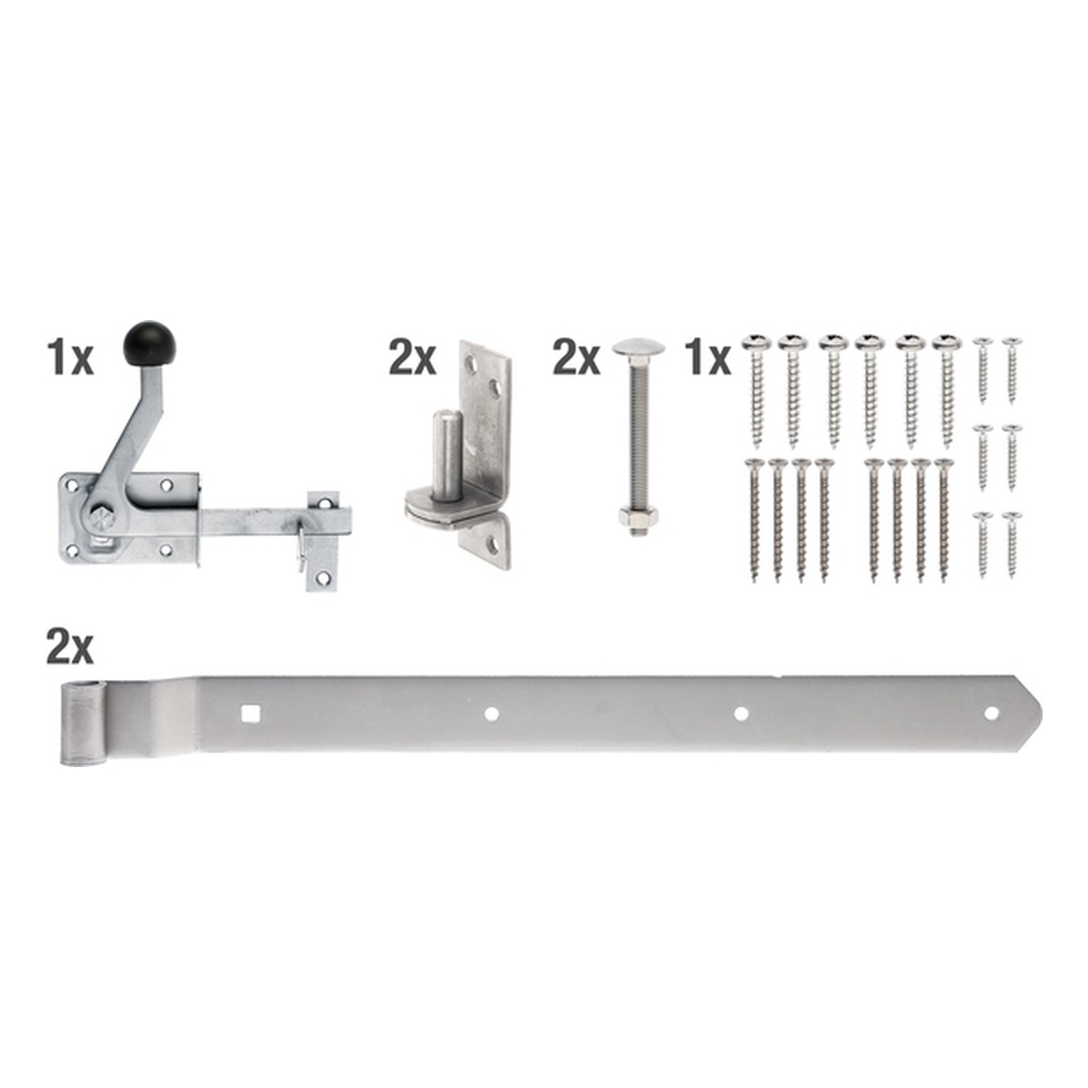 Alberts Beschlagsortiment für Jägerzaun-Einzeltore, Edelstahl - 1 Stk.