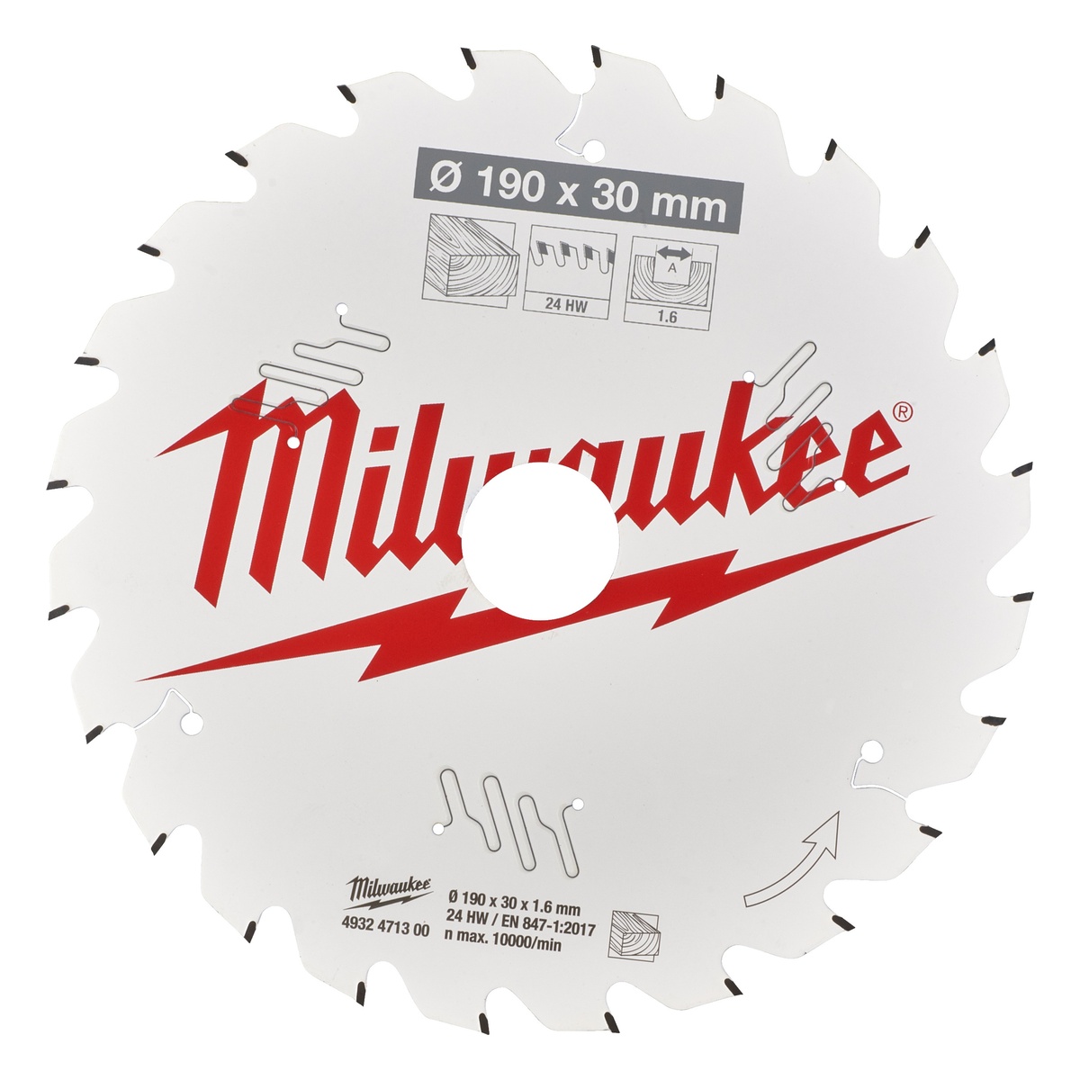 Milwaukee Kreissägeblatt Holz für Handkreissägen 190/30 mm Z24 Wechselzahn - 1 Stk.