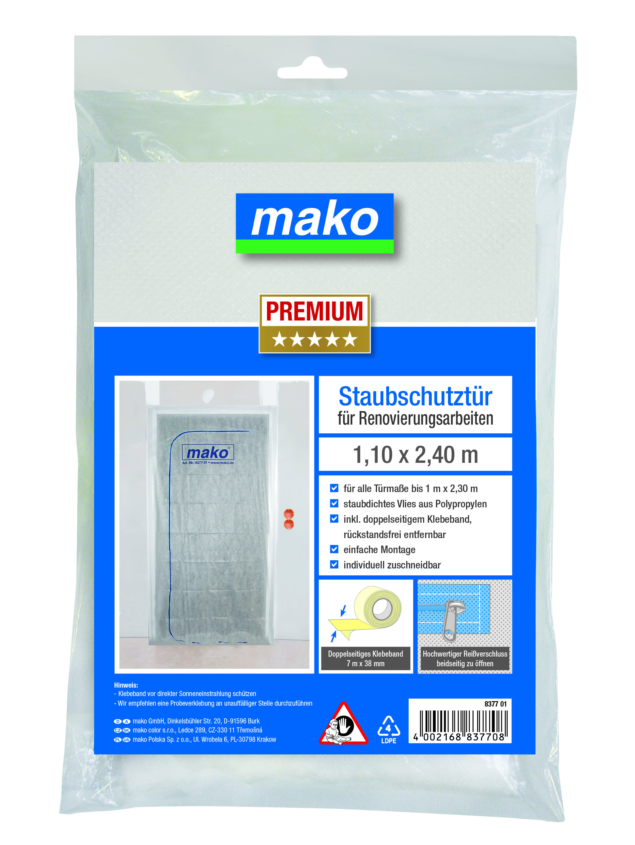 Mako Staubschutztür 2,4 m x 1,1 m